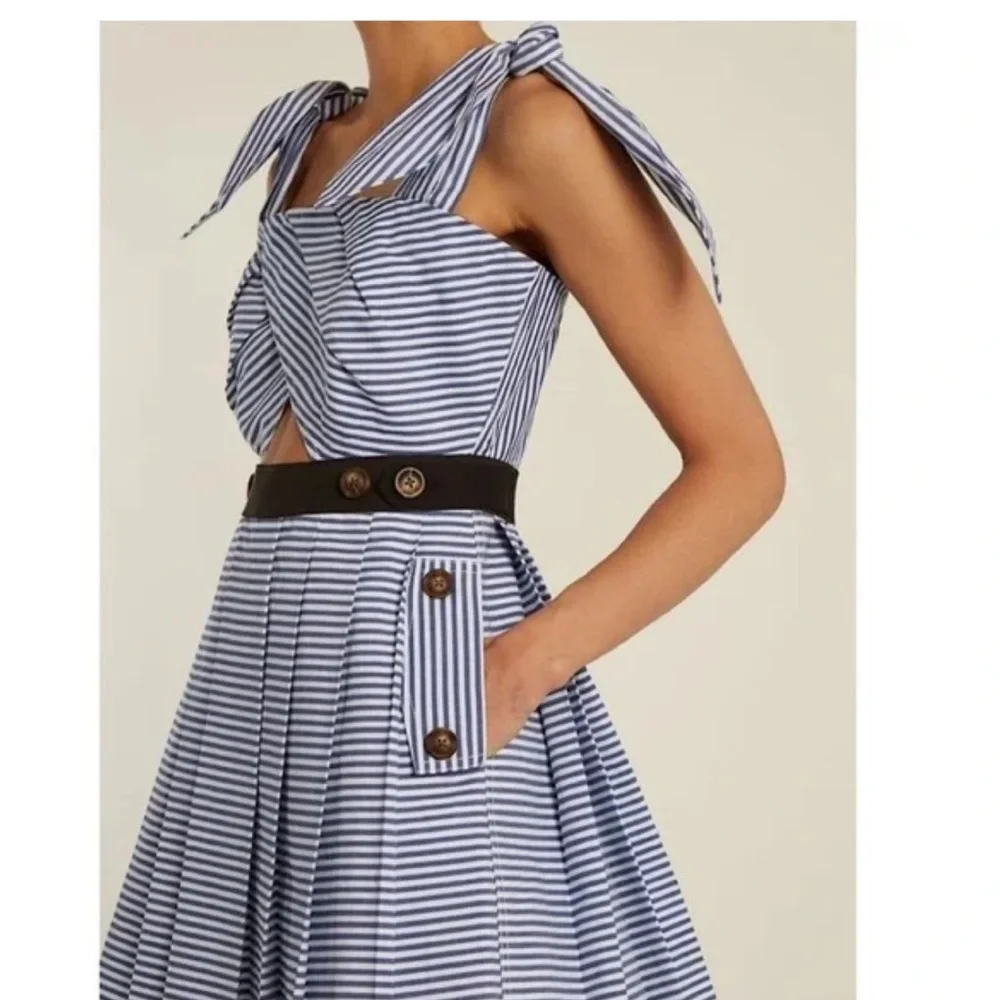 Self-Portrait Blue and White Striped Mini Dress - Picture 2 of 10